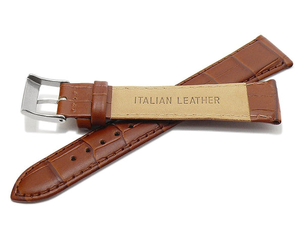 Uhrenarmband Sedona 17mm hellbraun echt Leder Alligator-Prägung abgenäht von MEYHOFER (Schließenbreite 14 mm)