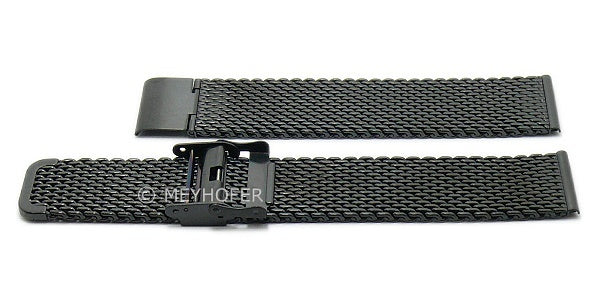 Uhrenarmband XL Hopewell 20mm Milanaise schwarz mittelschweres Geflecht mit Schiebeverschluß von MEYHOFER
