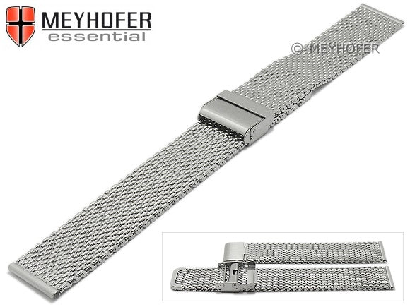 Uhrenarmband XL Hopewell 20mm Milanaise stahlfarben mittelschweres Geflecht mit Schiebeverschluß von MEYHOFER