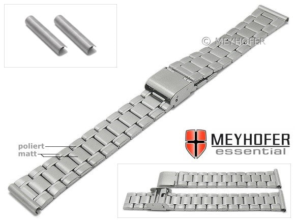 Uhrenarmband Wilkinsburg 18-20mm Edelstahl gefaltet mit Wechselanstoß teilweise poliert von MEYHOFER