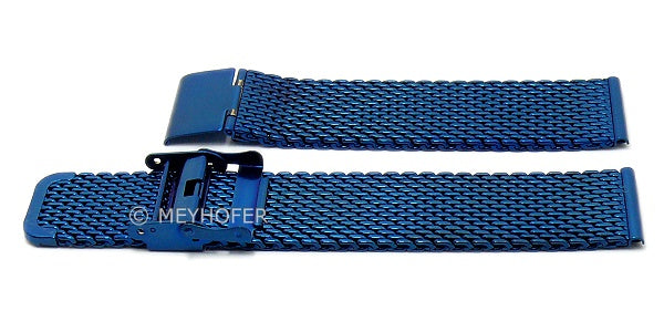 Uhrenarmband Evanston 20mm blau Milanaise mittelschweres Geflecht mit Schiebeverschluß von MEYHOFER