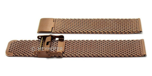 Uhrenarmband Evanston 20mm bronzefarben Milanaise mittelschweres Geflecht mit Schiebeverschluß von MEYHOFER