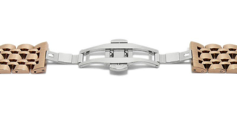 Uhrenarmband Shanghai 24mm roségoldfarben Edelstahl massiv poliert Butterfly-Schließe von MEYHOFER