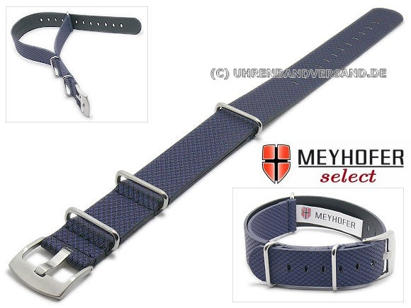Uhrenarmband Ciano 20mm dunkelblau Synthetik Textillook NATO-Durchzugsband von Meyhofer
