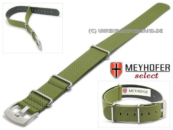 Uhrenarmband Ciano 22mm grün Synthetik Textillook NATO-Durchzugsband von Meyhofer