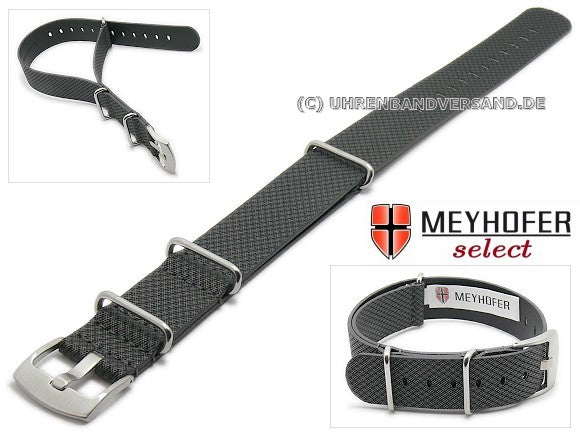 Uhrenarmband Ciano 18mm schwarz Synthetik Textillook NATO-Durchzugsband von Meyhofer
