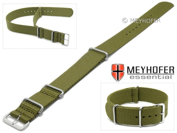 Uhrenarmband Garland 22mm olivgrün Textil Durchzugsband im NATO-Style von MEYHOFER