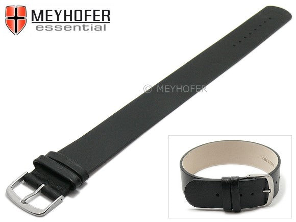 Uhrenarmband Kufstein 16mm schwarz Leder glatt Durchzugsband von Meyhofer