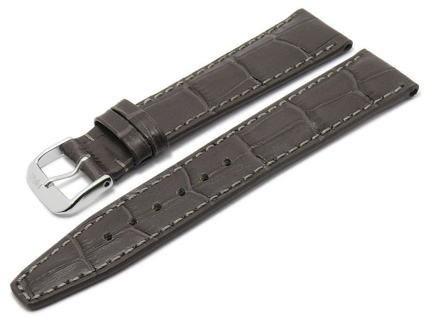 Uhrenarmband Dallas 22mm dunkelgrau Leder Alligator-Prägung abgenäht von RIOS (Schließenanstoß 18 mm)