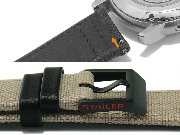 Uhrenarmband Cordura Line 20mm beige Cordura/Leder mit EASY-CLICK Stegen von STAILER (Schließenanstoß 18 mm)