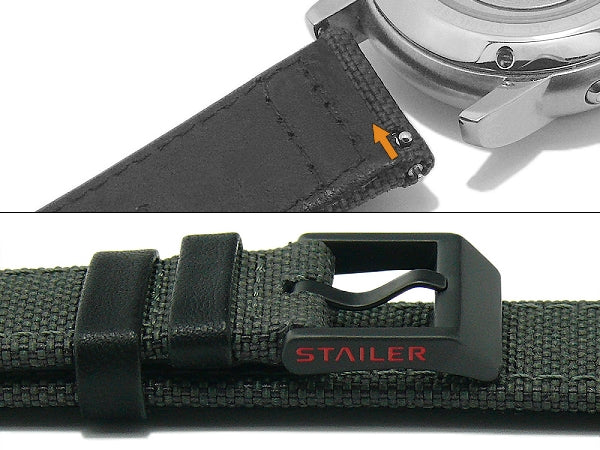 Uhrenarmband Cordura Line 22mm grau Cordura/Leder mit EASY-CLICK Stegen von STAILER (Schließenanstoß 20 mm)