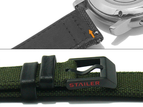 Uhrenarmband Cordura Line 20mm olivgrün Cordura/Leder mit EASY-CLICK Stegen von STAILER (Schließenanstoß 18 mm)