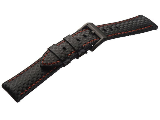 Hybridband Max Endurance Sport 20mm schwarz KarbonLook/Silikon rote Naht EASY-CLICK v. STAILER (Schließenanstoß 18 mm)