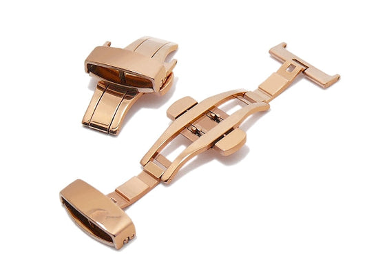 PREISTIPP: Butterfly-Faltschließe (AcBFS-00008) 20mm roségoldfarben Edelstahl poliert mit seitlichen Drückern