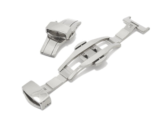 PREISTIPP: Butterfly-Faltschließe (AcBFS-00008) 14mm Edelstahl poliert mit seitlichen Drückern