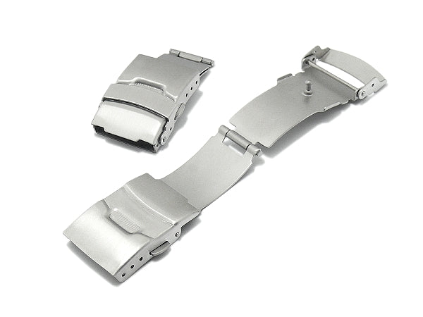 Sicherheitsfaltschließe Kolding 16mm Edelstahl gebürstet mit Bügel & Drückern für Metall- & Silikonbänder etc.