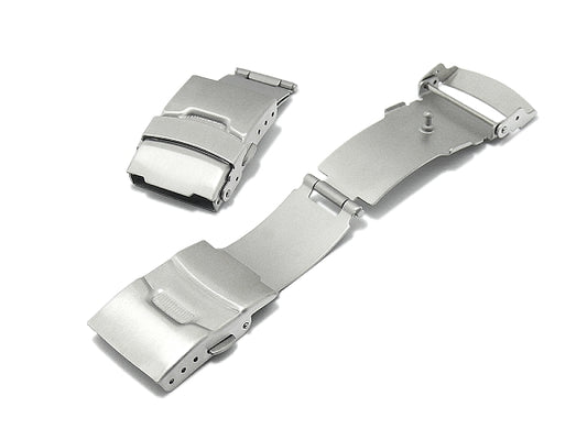 Sicherheitsfaltschließe Kolding 18mm Edelstahl gebürstet mit Bügel & Drückern für Metall- & Silikonbänder etc.