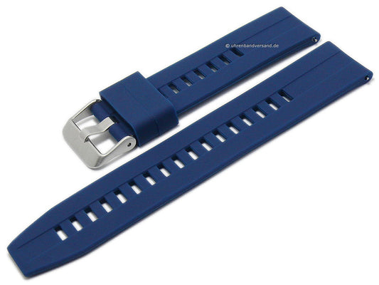 Uhrenarmband 20mm navyblau Silikon glatt leichter Rundanstoß mit Schnellwechsel-Stegen (Schließenanstoß 20 mm)