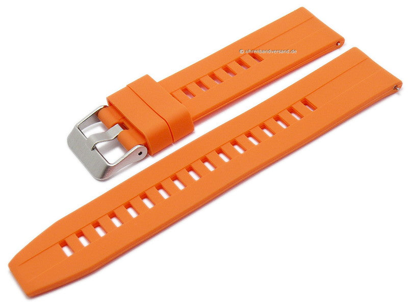Uhrenarmband 22mm orange Silikon glatt leichter Rundanstoß mit Schnellwechsel-Stegen (Schließenanstoß 22 mm)