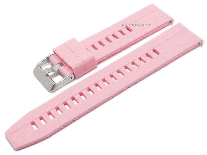 Uhrenarmband 22mm rosa Silikon glatt leichter Rundanstoß mit Schnellwechsel-Stegen (Schließenanstoß 22 mm)