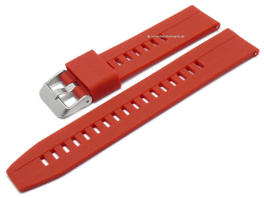 Uhrenarmband 22mm rot Silikon glatt leichter Rundanstoß mit Schnellwechsel-Stegen (Schließenanstoß 22 mm)