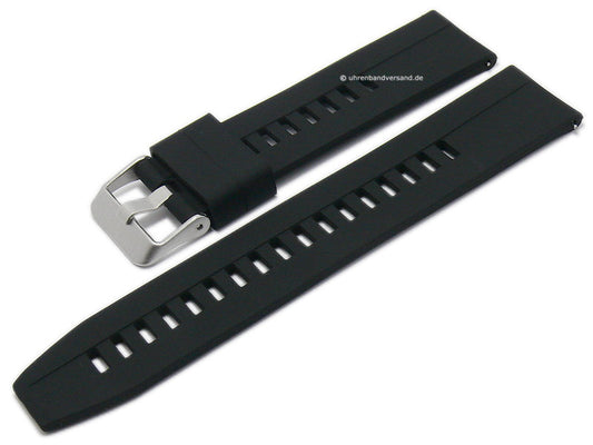 Uhrenarmband 22mm schwarz Silikon glatt leichter Rundanstoß mit Schnellwechsel-Stegen (Schließenanstoß 22 mm)