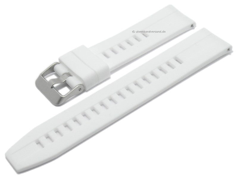 Uhrenarmband 20mm weiß Silikon glatt leichter Rundanstoß mit Schnellwechsel-Stegen (Schließenanstoß 20 mm)
