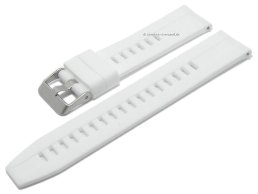 Uhrenarmband 22mm weiß Silikon glatt leichter Rundanstoß mit Schnellwechsel-Stegen (Schließenanstoß 22 mm)
