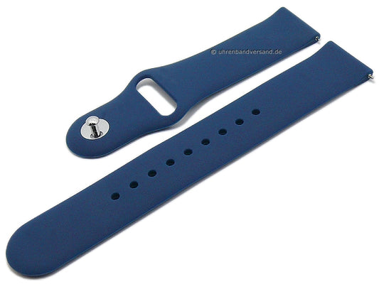 Uhrenarmband 22mm navyblau Silikon glatt matt mit Schnellwechsel-Stegen (Schließenanstoß 22 mm)