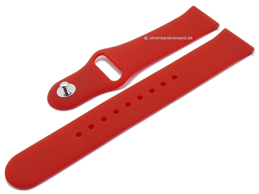 Uhrenarmband 20mm rot Silikon glatt matt mit Schnellwechsel-Stegen (Schließenanstoß 20 mm)