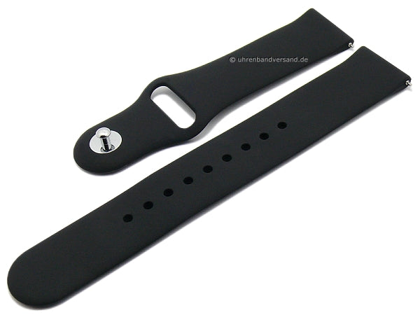 Uhrenarmband 20mm schwarz Silikon glatt matt mit EASY-CLICK (Schließenbreite 20 mm)