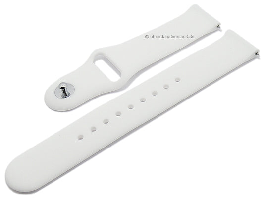 Uhrenarmband 20mm weiß Silikon glatt matt mit Schnellwechsel-Stegen (Schließenanstoß 20 mm)