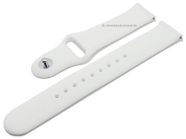 Uhrenarmband 22mm weiß Silikon glatt matt mit Schnellwechsel-Stegen (Schließenanstoß 22 mm)
