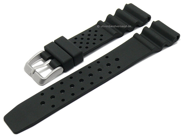 Uhrenarmband 22mm schwarz Silikon im Taucher-Style matt (Schließenanstoß 20 mm)
