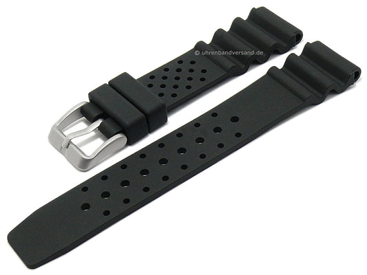 Uhrenarmband 22mm schwarz Silikon im Taucher-Style matt (Schließenanstoß 20 mm)