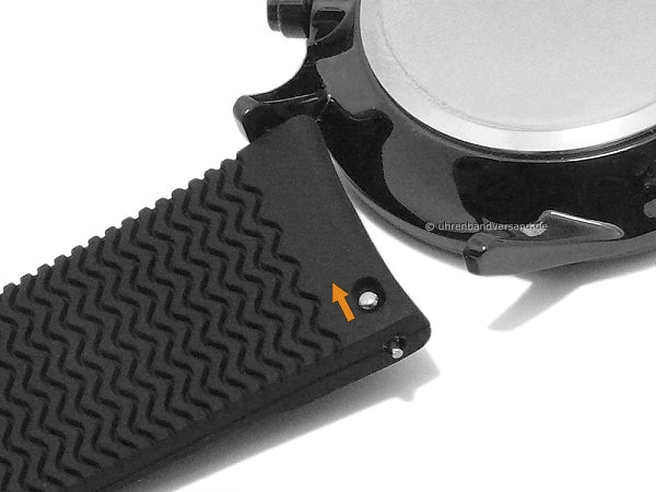 Uhrenarmband 22mm schwarz Silikon matt mit Rundanstoß & EASY-CLICK Stegen (Schließenanstoß 20 mm)
