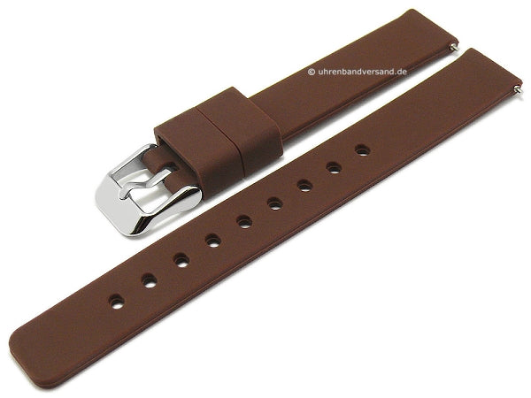 Uhrenarmband 12mm dunkelbraun Silikon matt glatt mit Schnellwechsel-Stegen (Schließenanstoß 12 mm)