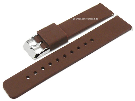 Uhrenarmband 18mm dunkelbraun Silikon matt glatt mit Schnellwechsel-Stegen (Schließenanstoß 18 mm)