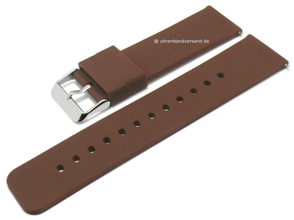 Uhrenarmband 24mm dunkelbraun Silikon matt glatt mit Schnellwechsel-Stegen (Schließenanstoß 24 mm)