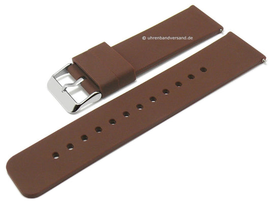 Uhrenarmband 24mm dunkelbraun Silikon matt glatt mit Schnellwechsel-Stegen (Schließenanstoß 24 mm)
