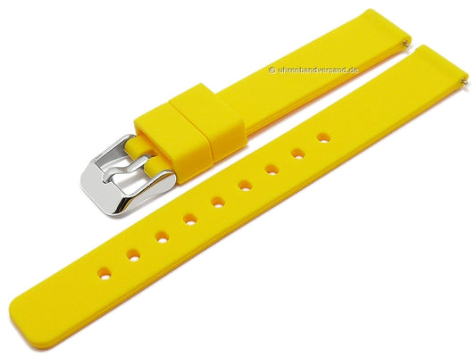 Uhrenarmband 14mm gelb Silikon matt glatt mit Schnellwechsel-Stegen (Schließenanstoß 14 mm)