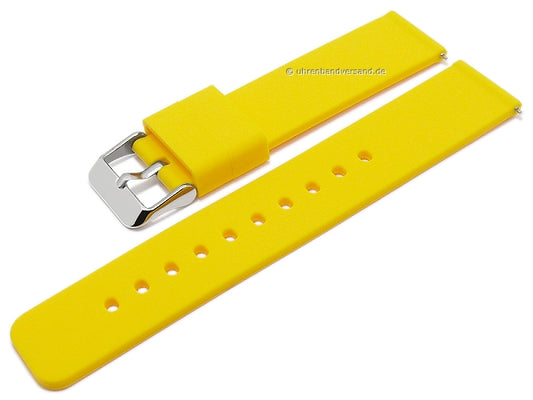 Uhrenarmband 20mm gelb Silikon matt glatt mit Schnellwechsel-Stegen (Schließenanstoß 20 mm)