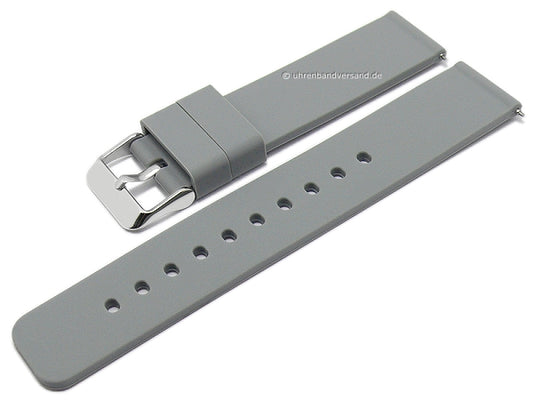 Uhrenarmband 16mm grau Silikon matt glatt mit Schnellwechsel-Stegen (Schließenanstoß 16 mm)