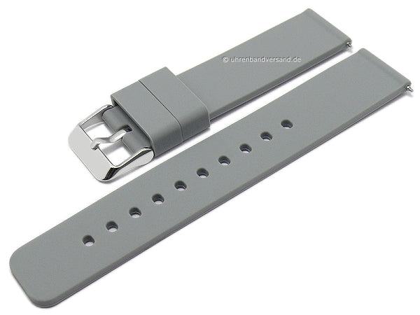 Uhrenarmband 20mm grau Silikon matt glatt mit Schnellwechsel-Stegen (Schließenanstoß 20 mm)