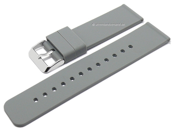 Uhrenarmband 24mm grau Silikon matt glatt mit Schnellwechsel-Stegen (Schließenanstoß 24 mm)