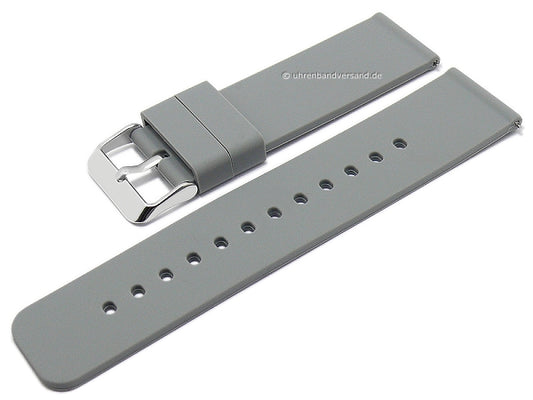 Uhrenarmband 24mm grau Silikon matt glatt mit Schnellwechsel-Stegen (Schließenanstoß 24 mm)