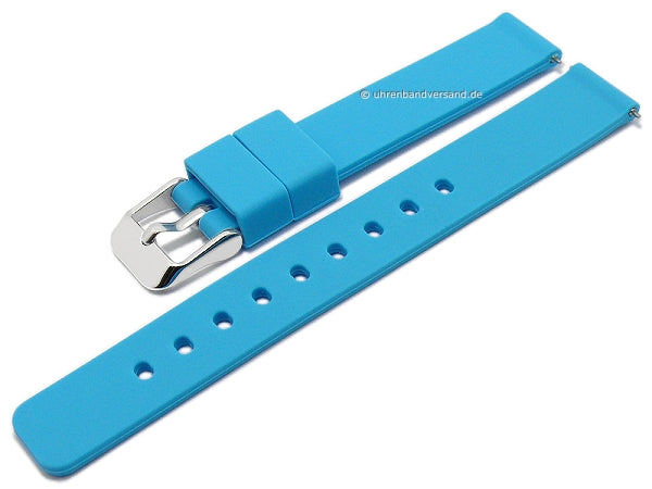 Uhrenarmband 14mm hellblau Silikon matt glatt mit Schnellwechsel-Stegen (Schließenanstoß 14 mm)