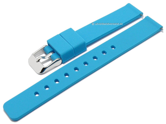 Uhrenarmband 14mm hellblau Silikon matt glatt mit Schnellwechsel-Stegen (Schließenanstoß 14 mm)