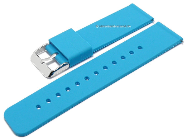 Uhrenarmband 24mm hellblau Silikon matt glatt mit Schnellwechsel-Stegen (Schließenanstoß 24 mm)