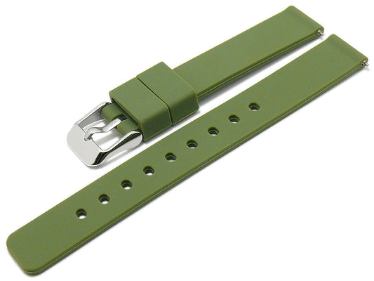 Uhrenarmband 12mm grün Silikon matt glatt mit Schnellwechsel-Stegen (Schließenanstoß 12 mm)